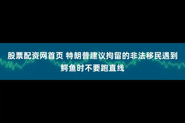 股票配资网首页 特朗普建议拘留的非法移民遇到鳄鱼时不要跑直线